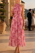 Febedress Sleeveless Zipper Back Waisted Floral Print Maxi Dress