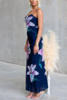Adjustable Strap Floral Print Bodycon Maxi Dress