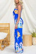 Spaghetti Strap Tie Knot Front Printed Wide Leg Jumpsuit