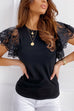 Febedress Crewneck Lace Ruffle Short Sleeves Top