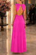 Febedress Crewneck Sleeveless Open Back Pleated Maxi Dress