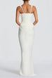 Febedress Sleeveless Ruched Solid Bodycon Maxi Dress