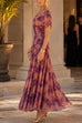 Febedress V Neck Ruched Floral Print Maxi Dress