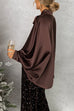 Chic Bow Neck Batwing Sleeves Satin Top