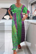 Febedress Round Neck Short Sleeves Printed Maxi Dress
