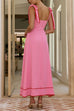 Bow Shoulder Sleeveless High Waist Maxi Dress