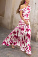 Asymmetrical Shoulder Printed Flowy Maxi Dress