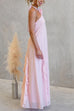 Halter Neck Open Back Ruffle Trim Maxi Dress