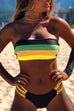 Febedress Rainbow Striped Tube Top Bandeau Bikini Set