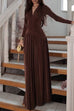 Febedress V Neck Long Sleeves Waisted Velvet Maxi Dress
