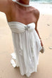 Febedress Sleeveless Open Back Ruffle Trim Slit Maxi Dress