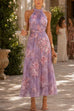 Febedress Sleeveless Waisted Floral Print Flowy Maxi Dress