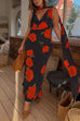 Febedress Cowl Neck Backless Floral Print Maxi Dress with Scarf