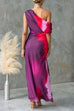 One Shoulder Ruched Waist Tie Dye Maxi Dress