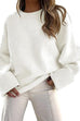 Febedress Crewneck Drop Shoulder Solid Knitted Pullover Sweater