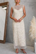 Sleeveless Side Slit Sequin Maxi Dress with Inner Lining