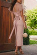 Mockneck Ruffle Short Sleeves Crop Top Back Slit Bodycon Maxi Dress Set