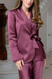 Collared Bow Knot Waist Satin Wrap Blazer