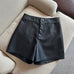 Febedress High Rise One Button Faux Leather Shorts