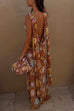 Febedress Cowl Neck Open Back Printed Maxi Dress with Scarf