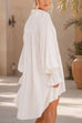 Febedress Lapel Bell Long Sleeves High Low Hem Shirt Dress