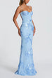 Febedress Backless Lace-up Corset Flower Embroidery Maxi Cami Dress