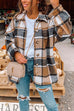 Febedress Drop Shoulder Button Up Plaid Shirt Coat