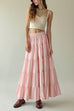 Febedress Smocked Elastic Waist Ruffle Tiered Maxi Skirt