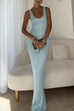 Febedress U Neck Sequin Knit Bodycon Maxi Tank Dress