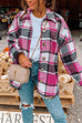 Febedress Drop Shoulder Button Up Plaid Shirt Coat