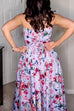Strapless Tube Back Lace-up Floral Print Midi Dress
