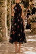 Febedress Sleeveless High Waist Floral Print Flowy Midi Dress
