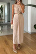 Febedress Crewneck Sleeveless Cut Out Waist Maxi Dress