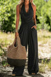 Febedress Halter Cowl Neck Sleeveless Top Elastic Waist Wide Leg Pants Set