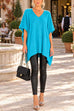 V Neck Loose Fit Solid Poncho Sweater (A)