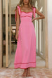 Bow Shoulder Sleeveless High Waist Maxi Dress
