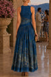 Febedress Crewneck Sleeveless Printed Flowy Maxi Dress