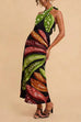 Febedress Halter Neck Backless Fish Print Maxi Dress