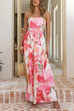 Strapless Bow Waist Floral Print Wide Leg Jumpsuit