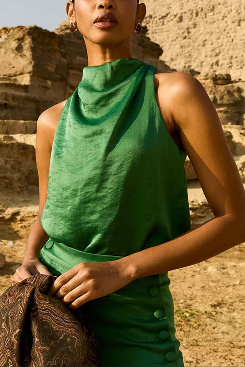 Mockneck Sleeveless Solid Top