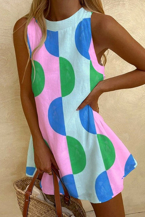 Febedress Sleeveless Geometric Print A-line Mini Dress