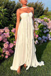 Febedress Sleeveless Open Back Ruffle Trim Slit Maxi Dress