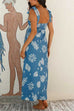 Bow Shoulder Sleeveless Seashell Print Maxi Dress