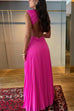 Febedress Crewneck Sleeveless Open Back Pleated Maxi Dress