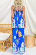 Spaghetti Strap Tie Knot Front Printed Wide Leg Jumpsuit
