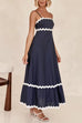 Febedress Spaghetti Strap Ric Rac Trim Swing Maxi Dress