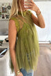 Mockneck Tulle Cover Up Top with Lace Camisole