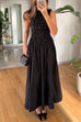 Febedress Crewneck Sleeveless Glitter Sequin Splice Maxi Dress