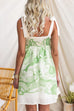 Febedress Bow Shoulder Sleeveless High Waist Floral Print Mini Dress