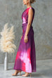 One Shoulder Ruched Waist Tie Dye Maxi Dress